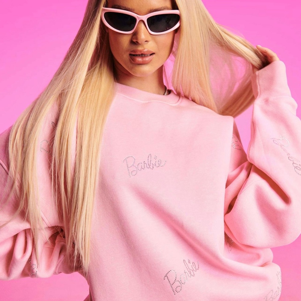 Barbie all over rhinestones slogan crew neck sweater. 💖🎀👙👛